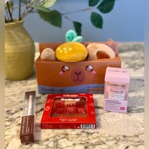 The Crème Shop K-Beauty Bundle Palette, Lip Mask, Brow Pencil Capybara Headband